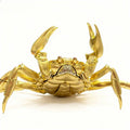 Handmade Solid Brass Crab Figurine – Chinese Feng Shui Wealth Symbol | Fully Articulated Movable Sculpture, Pure Brass Handcrafted Decor, Polished without Coating for Natural Golden Shine