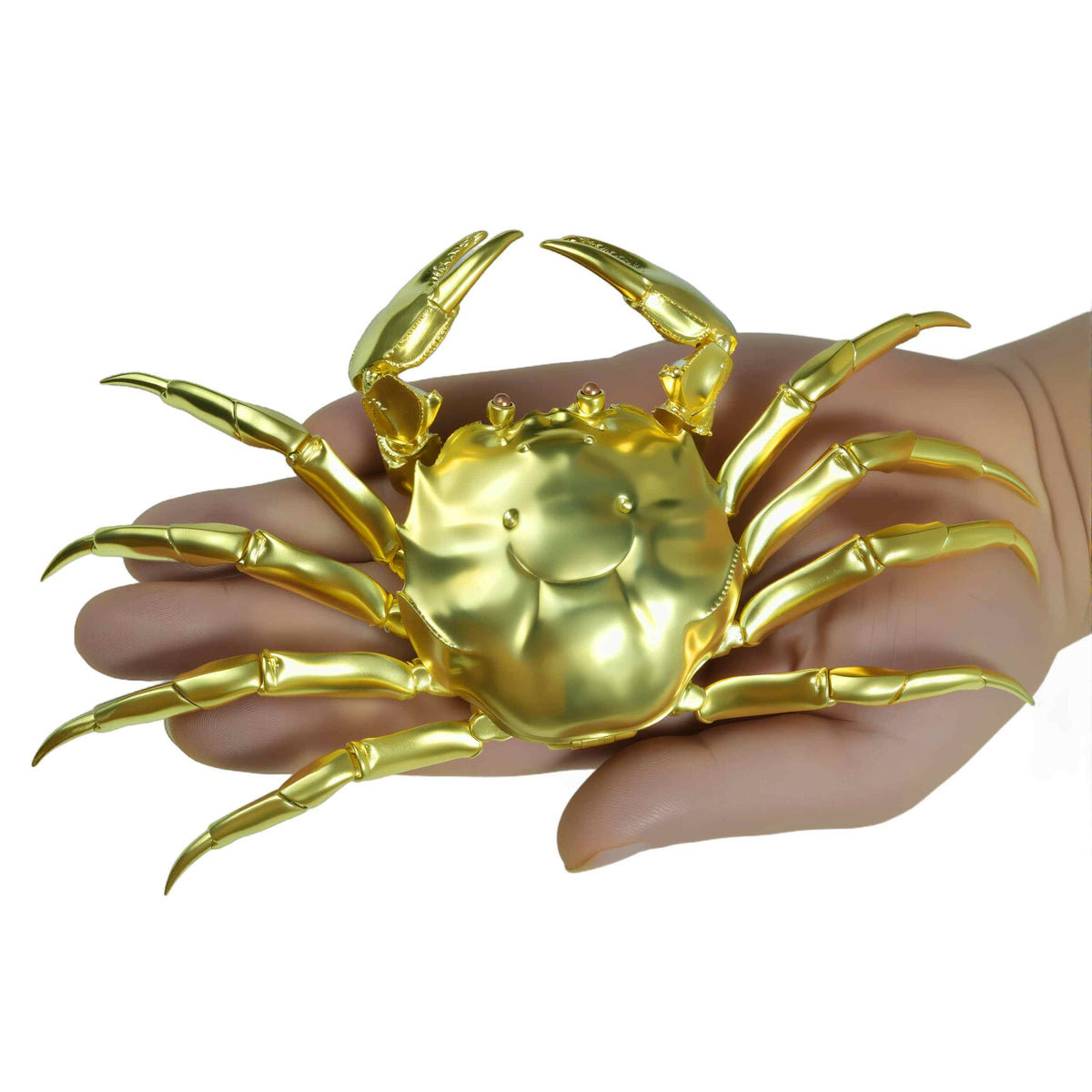 Handmade Solid Brass Crab Figurine – Chinese Feng Shui Wealth Symbol | Fully Articulated Movable Sculpture, Pure Brass Handcrafted Decor, Polished without Coating for Natural Golden Shine