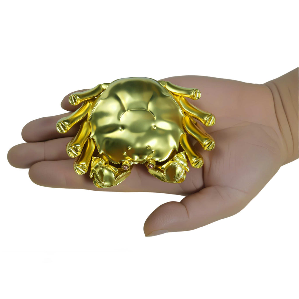 Handmade Solid Brass Crab Figurine – Chinese Feng Shui Wealth Symbol | Fully Articulated Movable Sculpture, Pure Brass Handcrafted Decor, Polished without Coating for Natural Golden Shine