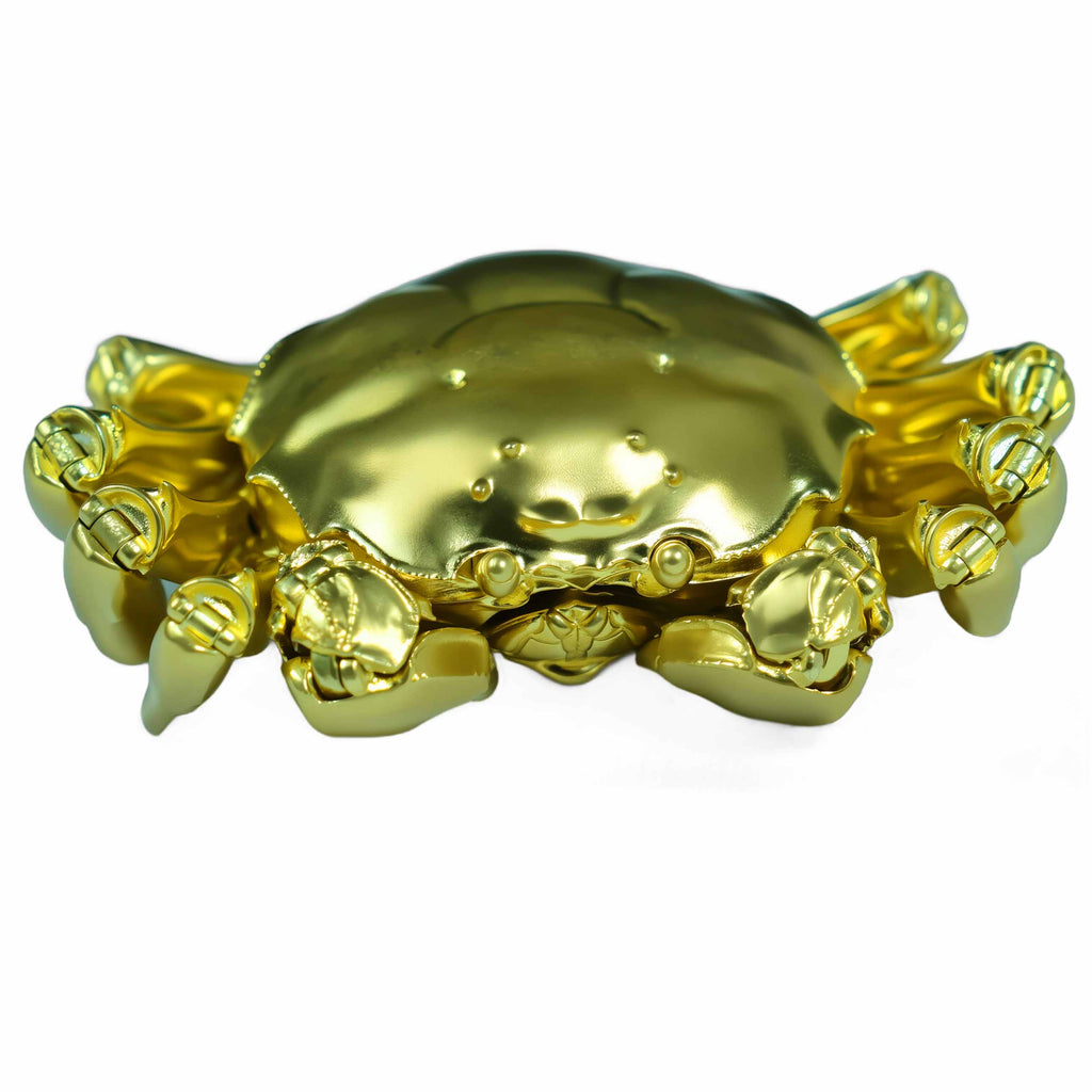 Handmade Solid Brass Crab Figurine – Chinese Feng Shui Wealth Symbol | Fully Articulated Movable Sculpture, Pure Brass Handcrafted Decor, Polished without Coating for Natural Golden Shine