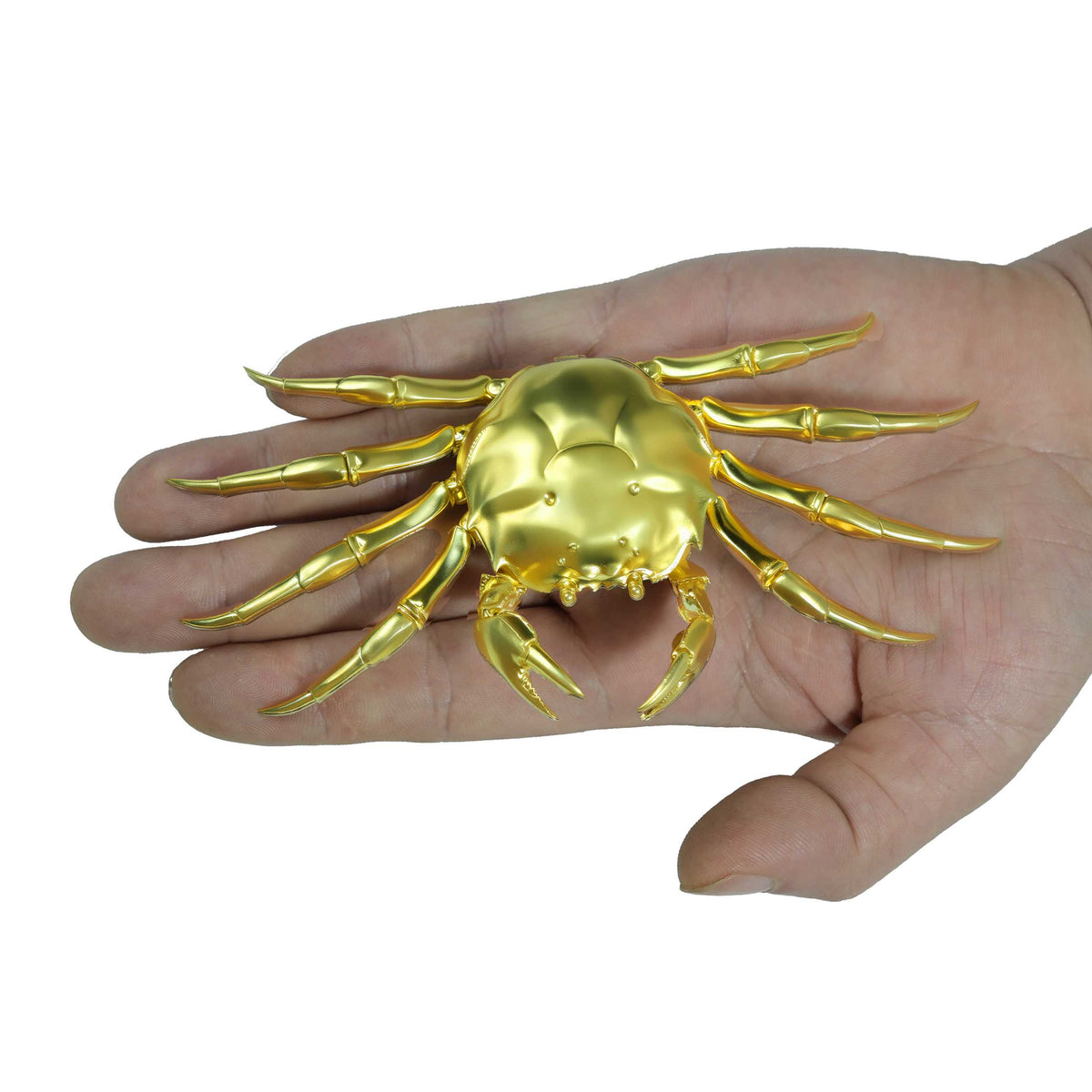 Handmade Solid Brass Crab Figurine – Chinese Feng Shui Wealth Symbol | Fully Articulated Movable Sculpture, Pure Brass Handcrafted Decor, Polished without Coating for Natural Golden Shine