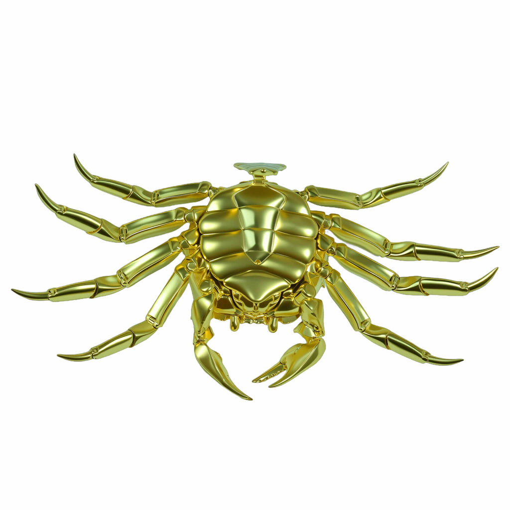 Handmade Solid Brass Crab Figurine – Chinese Feng Shui Wealth Symbol | Fully Articulated Movable Sculpture, Pure Brass Handcrafted Decor, Polished without Coating for Natural Golden Shine