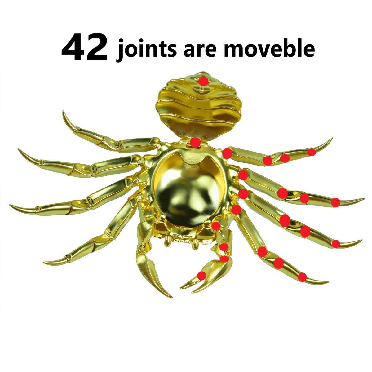 Handmade Solid Brass Crab Figurine – Chinese Feng Shui Wealth Symbol | Fully Articulated Movable Sculpture, Pure Brass Handcrafted Decor, Polished without Coating for Natural Golden Shine