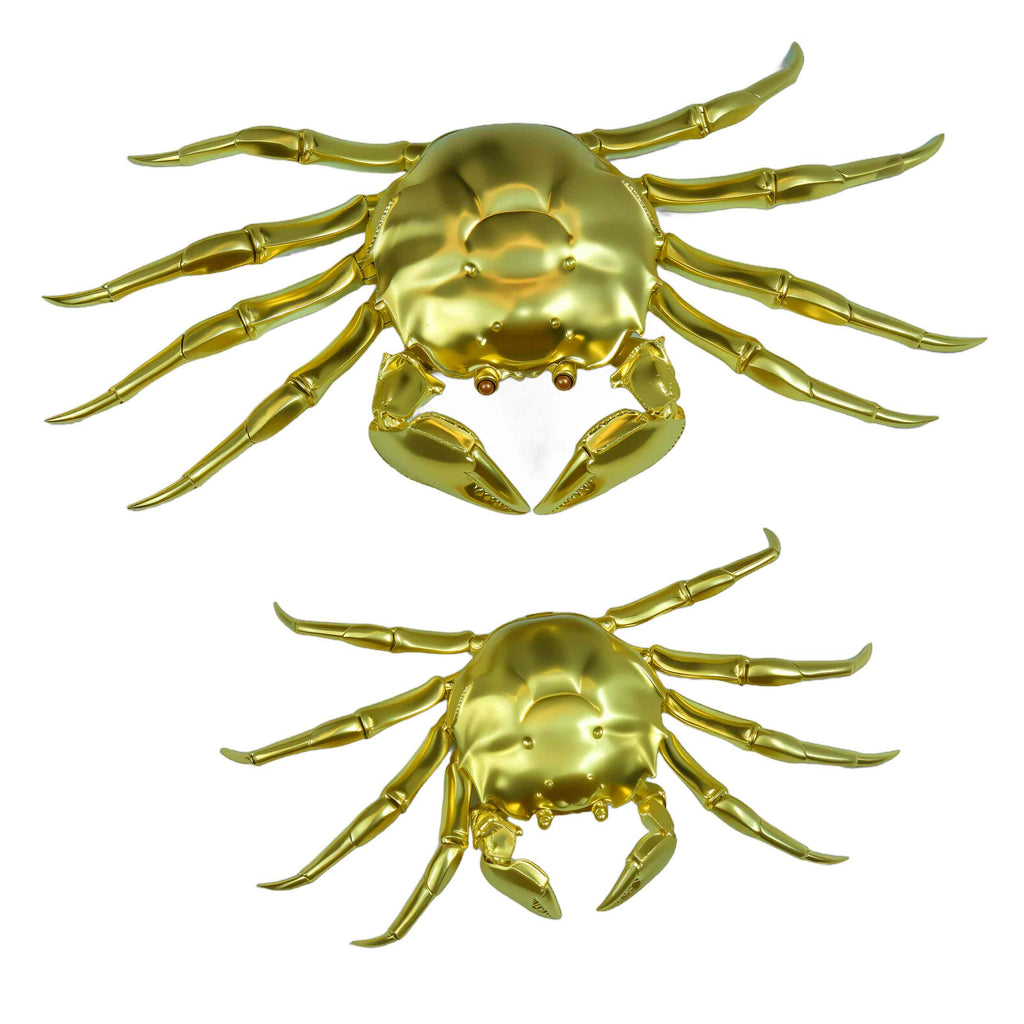 Handmade Solid Brass Crab Figurine – Chinese Feng Shui Wealth Symbol | Fully Articulated Movable Sculpture, Pure Brass Handcrafted Decor, Polished without Coating for Natural Golden Shine